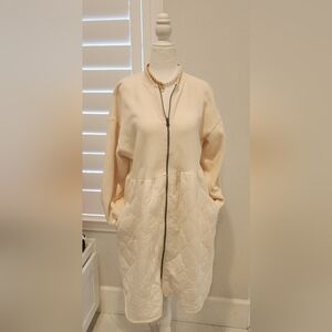 Zara Off-White Quilted Teddy Jacket